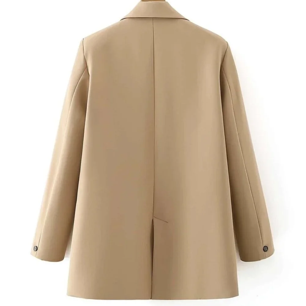 Classy go to Double Breasted Lapel Neck Blazer TAN - Picture 10 of 15